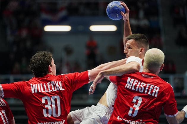 March 19, 2026, Zadar, Zadar, Croatia: 2026319, Zadar, Croatia - Croatia and Switzerland play a men s International Friendly, Länderspiel, Nationalmannschaft handball match at the Visnjik Sports Hall. LJEVAR LEON in action. Zadar Croatia - ZUMAd223 20260319_zip_d223_007 Copyright: xMarkoxDimicx