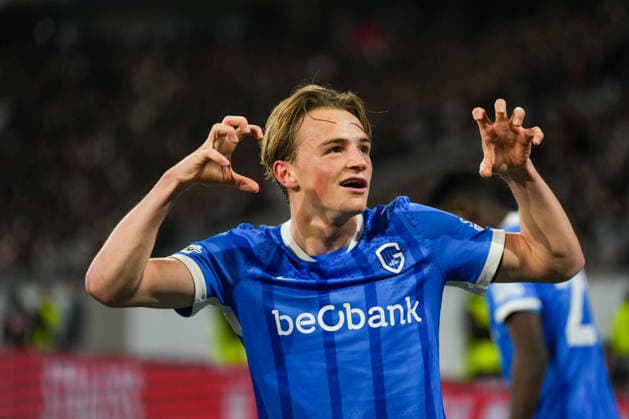 UEFA Europa League: SC Freiburg vs KRC Genk, 19.03.2026 Torjubel zum 2:1 durch Matte Smets (KRC Genk, 6) UEFA Europa League: SC Freiburg vs KRC Genk, Europa-Park-Stadion, 19.03.2026 Copyright: xBEAUTIFULxSPORTS Boscox