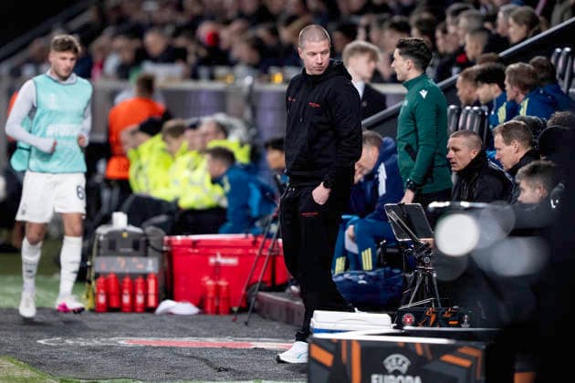 UEFA Europa League: FC Midtjylland - Nottingham Forest FC Midtjylland s head coach Mike Tullberg during the match between FC Midtjylland and Nottingham Forest in the Europa League 2nd match at MCH Arena in Herning on Thursday, March 19, 2026. (Photo: Bo Amstrup Ritzau Scanpix) , Herning Denmark Mors Copyright: BoxAmrstrupx xRitzauxScanpix BoxAmstrupx spdk20260319-194354-L