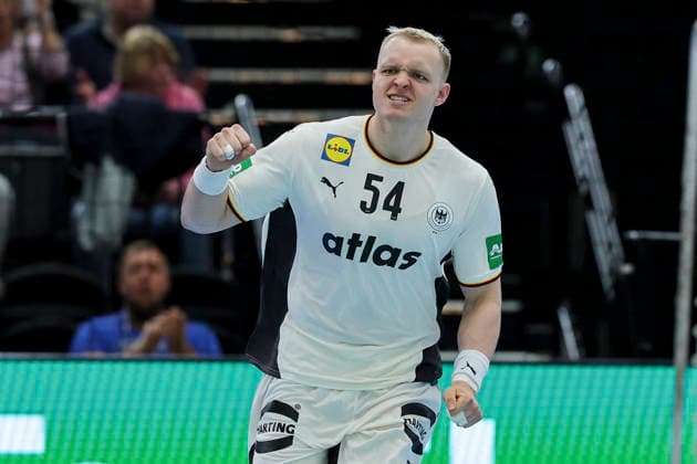 Justus Fischer (Germany) jubelt, Handball International Friendly, Länderspiel, Nationalmannschaft Germany v Egypt, Westfalenhalle am 19. March 2026 in Dortmund, Deutschland. (Foto von Marco Steinbrenner DeFodi Images) Justus Fischer (Germany) cheers, Handball International Friendly, Germany v Egypt, Westfalenhalle, March 19, 2026 in Dortmund, Germany. (Photo by Marco Steinbrenner DeFodi Images) -