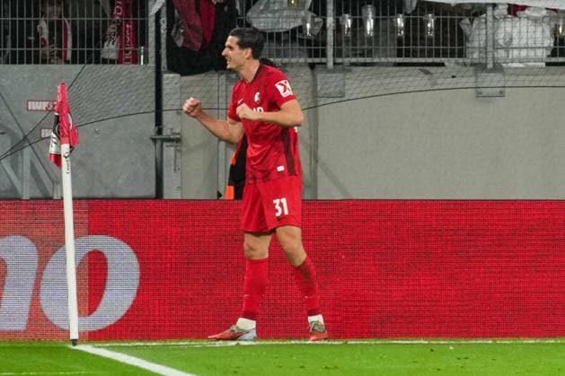 UEFA Europa League: SC Freiburg vs KRC Genk, 19.03.2026 Igor MatanoviÄ‡ (SC Freiburg, 31) mit seinem Torjubel zum 2:0 UEFA Europa League: SC Freiburg vs KRC Genk, Europa-Park-Stadion, 19.03.2026 Copyright: xBEAUTIFULxSPORTS Boscox