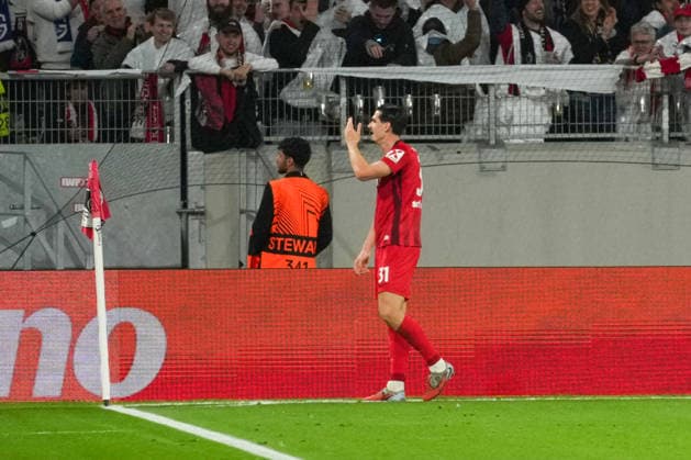 UEFA Europa League: SC Freiburg vs KRC Genk, 19.03.2026 Igor MatanoviÄ‡ (SC Freiburg, 31) mit seinem Torjubel zum 2:0 UEFA Europa League: SC Freiburg vs KRC Genk, Europa-Park-Stadion, 19.03.2026 Copyright: xBEAUTIFULxSPORTS Boscox