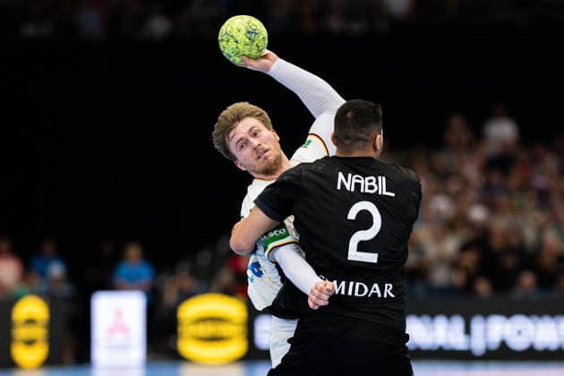 19.03.2026 - Handball, Länderspiel, Westfalenhalle Dortmund, Deutschland - Ägypten: (L-R) Franz Semper (Deutschland), Nabil Sherif (Ägypten)