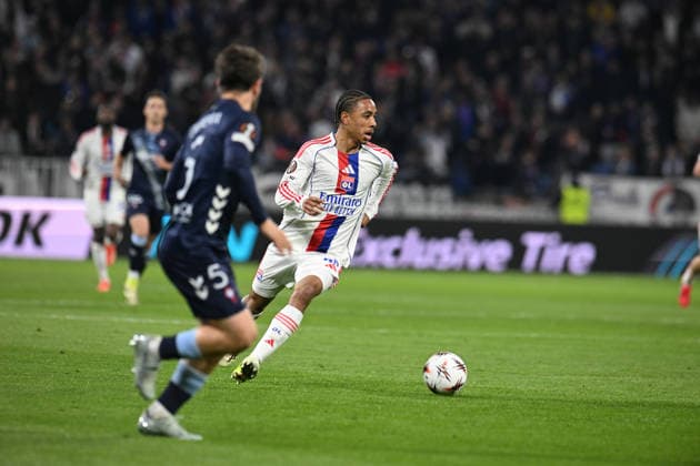 Football : Olympique Lyonnais v RC Celta Vigo - UEFA Europa League 19 03 2026 Noah NARTEY of Lyon during the second leg of the UEFA Europa League 2025 26 quarter-final between Olympique Lyonnais and RC Celta de Vigo, Spain, at the Groupama Stadium in DÃ cines-Charpieu, Lyon, on March 19, 2026 LYONFrance  Copyright: xMouradxAllilix