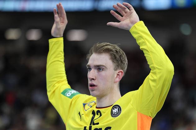 Deutschland - Ägypten, Handball-Testspiel Torwart Lasse Ludwig (Deutschland, 12). Handball-Länderspiel der Männer zwischen Deutschland und Ägypten in der Westfalenhalle in Dortmund am 19. März 2026, Dortmund Nordrhein-Westfalen Deutschland Westfalenhalle