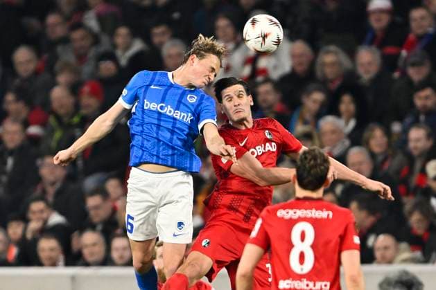 Freiburg v KRC Genk - UEFA Europa League FREIBURG, GERMANY - MARCH 19 : Smets Matte defender of KRC Genk during the UEFA Europa League 2025 26 round of 16 match second leg between Freiburg and KRC Genk on March 19, 2026 in Freiburg, Germany, 19 03 2026 Freiburg Germany  Copyright: xDhax