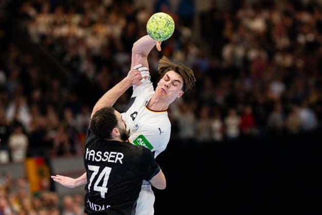 19.03.2026 - Handball, Länderspiel, Westfalenhalle Dortmund, Deutschland - Ägypten: (L-R) Yasser Seif (Ägypten), Miro Schluroff (Deutschland)