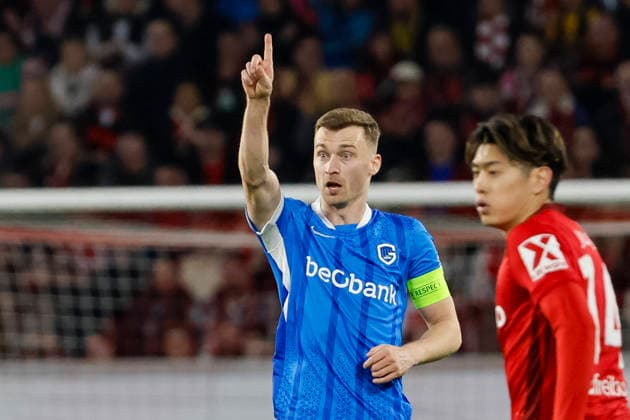 Bryan Heynen (KRC Genk, 08) , Deutschland, Fussball, UEFA Europa League, Achtelfinale, 2025 2026, SC Freiburg vs. KRC Genk, 19.03.2026, Freiburg im Breisgau Europa-Park Stadion Deutschland Copyright: xGrantxHubbsx