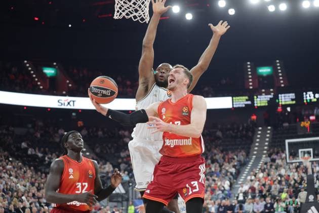 Game scene. Basketball: Bayern - Dubai. Euroleague, FC Bayern Basketball - Dubai Basketball, Runde 32, Saison 2025-2026, am 19.03.2026 in Muenchen, S A P G A R D E N, Deutschland. Quelle Copyright Credit : Oryk HAIST