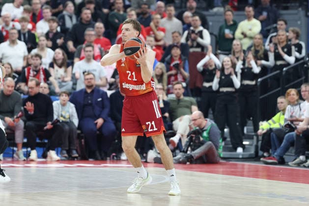 Justuz Hollatz (FC Bayern Basketball, 21), GER, FC Bayern Basketball vs. Dubai Basketball, Basketball, Euroleague, 32. Spieltag, Saison 2025 2026, 19.03.2026, GER, FC Bayern Basketball vs. Dubai Basketball, Basketball, Euroleague, 32. Spieltag, Saison 2025 2026, 19.03.2026 Muenchen Copyright: xEibner-Pressefoto JennixMaulx EP_JML