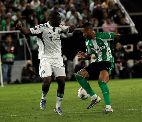 SEVILLA 19 03 202 ESTADIO DE LA CARTUJA PARTIDO DE VUELTA DE DIECISEISAVOS DE FINAL DE LA UEFA EUROPA LEAGUE REAL BETIS-PANATHINAIKOS.archsev TETTEH Y NATAN FOTO MANUEL GOMEZ Copyright: xMANUxGOMEZx