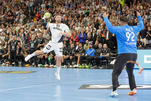 19.03.2026, xgrfx, Handball Länderspiel, Deutschland - Ägypten v.l. Jannik Kohlbacher (Deutschland), Mohamed Ali (Ägypten) (DFL DFB REGULATIONS PROHIBIT ANY USE OF PHOTOGRAPHS as IMAGE SEQUENCES and or QUASI-VIDEO) Dortmund