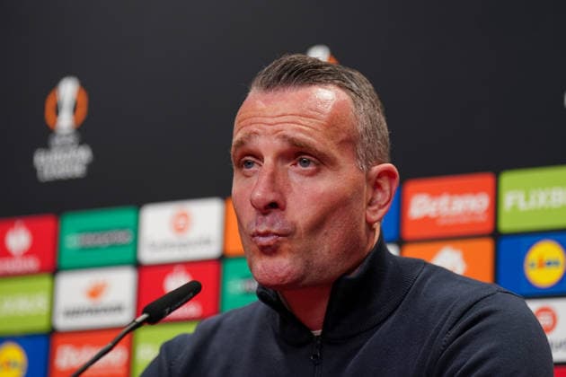 Deutschland: Fussball UEFA Europa League 2025 - 2026, Achtelfinale - SC Freiburg vs KRC Genk - Europa-Park-Stadion: Nicky Hayen (Trainer, KRC Genk) Pressekonferenz, Medien Copyright: xJOERANxSTEINSIEKx