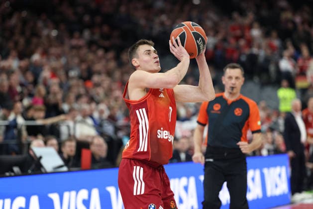 Nenad Dimitrijevic (FC Bayern Basketball, 00), GER, FC Bayern Basketball vs. Dubai Basketball, Basketball, Euroleague, 32. Spieltag, Saison 2025 2026, 19.03.2026, GER, FC Bayern Basketball vs. Dubai Basketball, Basketball, Euroleague, 32. Spieltag, Saison 2025 2026, 19.03.2026 Muenchen Copyright: xEibner-Pressefoto JennixMaulx EP_JML