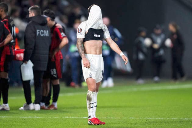 Europa League: FC Midtjylland - Nottingham Forest Nottingham Forest s Nicolas Dominguez reacts during the match between FC Midtjylland and Nottingham Forest in the Europa League 2nd leg at MCH Arena in Herning on Thursday, March 19, 2026. (Photo: Bo Amstrup Ritzau Scanpix) , Herning Denmark Mors Copyright: BoxAmrstrupx xRitzauxScanpix BoxAmstrupx spdk20260319-222429-L