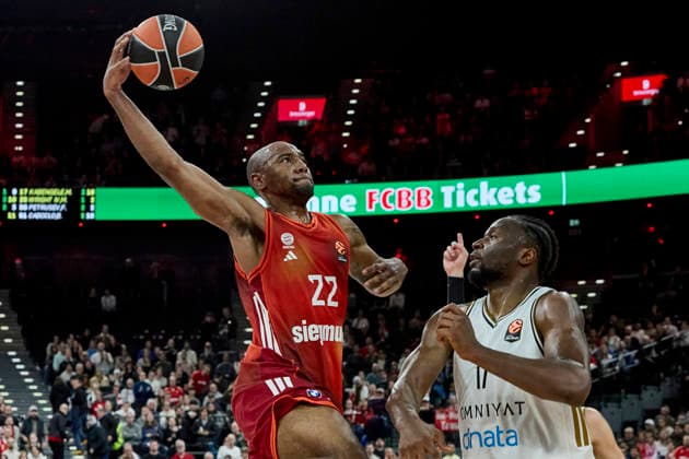 Turkish Airlines EuroLeague Basketball, FC Bayern Munich Basketball vs Dubai Basketball, München FC Bayern Basketball, Munich FC Bayern Basketball, Dubai Basketball, 2026-03-19 in München (SAP Garden) MIKE Isiaha (FC Bayern Munich Forward (F) Nr22-BAY22) sportworld München SAP Garden Bayern Deutschland