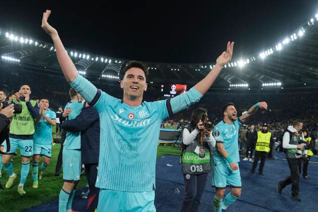 UEFA Europa League round of 16 second leg match AS Roma - Bologna Bologna celebrate victory match during UEFA Europa League round of 16 second leg match AS Roma - Bologna at Olimpico stadium on March 19, 2026 in Rome, Italy. _ABP6609 Copyright: xAntonioxBalascox