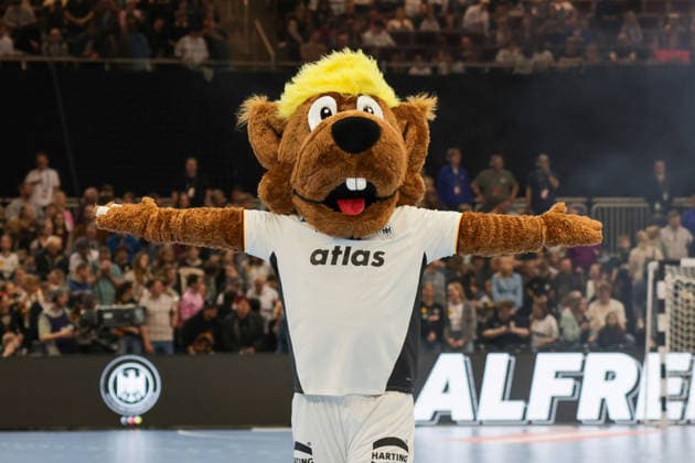 19.03.2026, xgrfx, Handball Länderspiel, Deutschland - Ägypten v.l. Maskottchen Hannbiall (Deutschland) (DFL DFB REGULATIONS PROHIBIT ANY USE OF PHOTOGRAPHS as IMAGE SEQUENCES and or QUASI-VIDEO) Dortmund