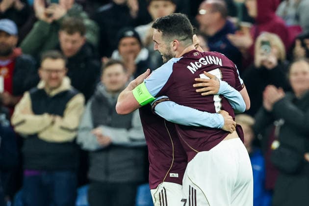 Aston Villa FC v Lille OSC - UEFA Europa League 2025 26 Round of 16 Second Leg John McGinn of Aston Villa is congratulated for a goal during the UEFA Europa League Round of 16, 2nd Leg match between Aston Villa and Lille Olympique Sporting Club at Villa Park, Birmingham, on March 19, 2026. Birmingham West Midlands United Kingdom  Copyright: xMIxNewsx originalFilename:fletcher-astonvil260319_npg7Z.jpg