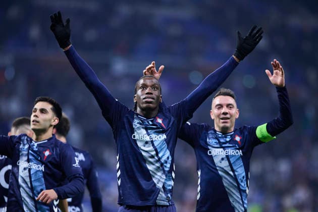 Olympique Lyonnais v Real Club Celta - Europa League DECINES-CHARPIEU, FRANCE - MARCH 19: Illaix Moriba of Celta de Vigo celebrates the victory during the UEFA Europa League 2025 26 Round of 16 Second Leg match between Olympique Lyonnais and Real Club Celta at OL Stadium on March 19, 2026 in Decines-Charpieu, France. DECINES-CHARPIEU OL Stadium Spain Copyright: xDiegoxSimonx