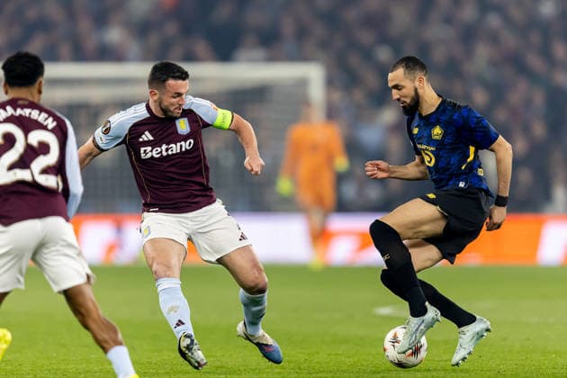 Aston Villa v Lille OSC, Europa League Lille midfielder Nabil Bentaleb (6) battles for possession with Aston Villa midfielder John McGinn (7) during the Europa League match between Aston Villa and Lille OSC at Villa Park, Birmingham, UK on 19 March 2026. Birmingham Villa Park West Midlands UK Editorial use only , Copyright: xManjitxNarotrax PSI-23923-0096