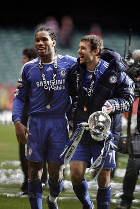 Arsenal V Chelsea, Carling League Cup Final Didier Drogba of Chelsea and Andriy Shevchenko of Chelsea celebrate with trophy after winning the Carling League Cup Final match between Arsenal and Chelsea at Millennium Stadium on February 25, 2007 in Cardiff, Wales. Cardiff Millennium Stadium Wales United Kingdom Copyright: xAllstarxPicturexLibraryxLtdx