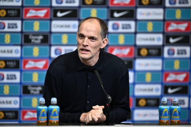 LONDON, ENGLAND - MARCH 20: Thomas Tuchel, Head Coach of England national team, Nationalteam , speaks to the media during a press conference, PK, Pressekonferenz at Wembley Stadium on March 20, 2026 in London, England. Photo Sebastian Frej England Press Conference Copyright: xx