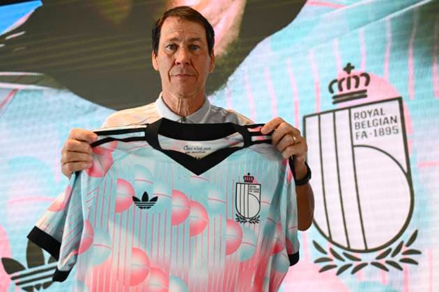 Rudi Garcia Head Coach Belgium Media Activities TUBIZE, BELGIUM - MARCH 20 : Rudi Garcia head coach of the Belgium presents the new national team, Nationalteam jersey, inspired by Magritte s work during a press meeting at the Belgian National Football Center Base on March 20, 2026 in Tubize, Belgium, 20 03 2026 Tubize Belgium  Copyright: xVincentxKalutx