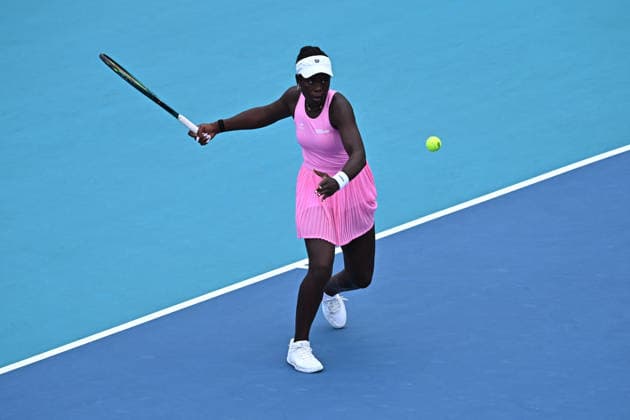 Itau Miami Open - USA Victoria Mboko (CAN) during her first round at the Itau Miami Open in Miami, FL, USA on March 19, 2026. Photo by Corinne Dubreuil ABACAPRESS.COM Miami FL United States  Copyright: xDubreuilxCorinne ABACAx