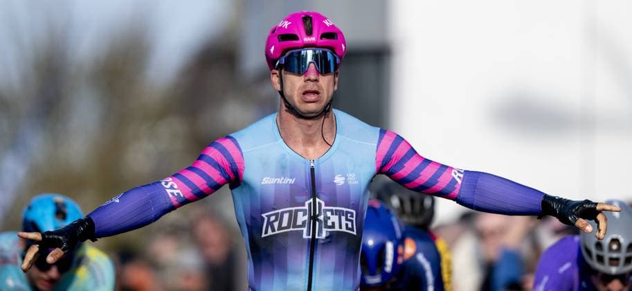 Dutch Dylan Groenewegen of Unibet Rose Rockets celebrates after winning the Bredene Koksijde Classic one day cycling race, 203,4 km from Bredene to Koksijde, on Friday 20 March 2026. DIRKxWAEM  x168365485x