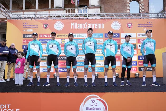 Bardiani CSF 7 Saberduring Team Presentation at the men s elite race of the Milano - Sanremo one day cycling race (298 km) from Pavia to Sanremo - North West Italy - March 20, 2026. - cycling .  Copyright: xFabioxFerrari LaPressex