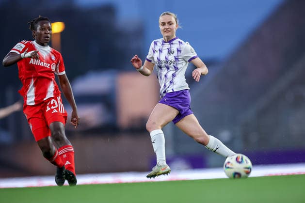 20.03.2026, Fußball, 1. Frauen Bundesliga, SGS Essen - FC Bayern München, Stadion Hafenstraße, Google Pixel Frauenbundesliga, 21. Spieltag, Saison 2025 2026: Paula Flach (SGS Essen 05) DFB regulations prohibit any use of photographs as image sequences and or quasi-video. Nordrhein-Westfalen Deutschland