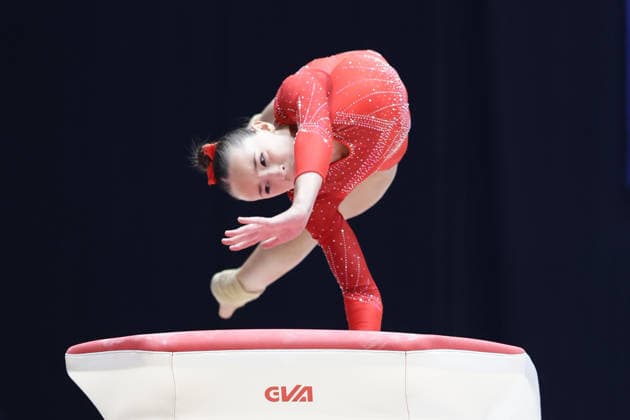 20th March 2026, M&amp;S Bank Arena, Liverpool, England; British Gymnastics Championships Day 2; Izzy Mackie of Garioch GC on vault  RogerxEvans