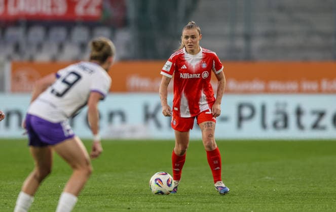 GER, Essen, SGS Essen vs FC Bayern München, Google Pixel Frauen Bundesliga, Fussball, DFB, Spielzeit 2025 2026, Stadion an der Hafenstraße , 21. Spieltag im Bild: Georgia Stanway (Bayern München Frauen 31) DFB DFL REGULATIONS PROHIBIT ANY USE OF PHOTOGRAPHS AS IMAGE SEQUENCES AND OR QUASI-VIDEO, 20.03.2026 Copyright: HMBxMedia HendrikxHamelau