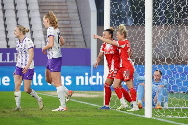 20.03.2026, xgrfx, Fussball Google Pixel Frauen-Bundesliga, SGS Essen - FC Bayern München v.l. Tor, Linda Dallmann (FC Bayern München) (DFL DFB REGULATIONS PROHIBIT ANY USE OF PHOTOGRAPHS as IMAGE SEQUENCES and or QUASI-VIDEO) Essen