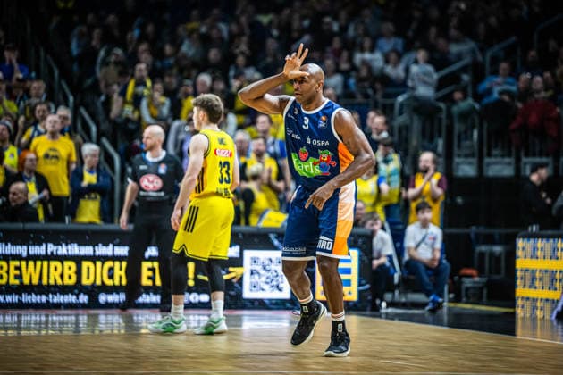 Basketball Berlin 20.03.2026 Saison 2025 2026 EasyCredit BBL 1. Bundesliga Männer, Herren Alba Berlin - Rostock Seawolves DeAndre Lansdowne (Rostock, No.09)