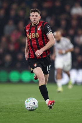 20th March 2026, Bournemouth, Dorset, England; Premier League Football, AFC Bournemouth versus Manchester United, ManU Ryan Christie of Bournemouth on the ball  HenningxvonxJagow Content restricted for UK based newspaper