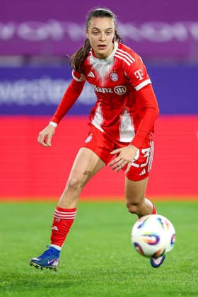 20.03.2026, Fußball, 1. Frauen Bundesliga, SGS Essen - FC Bayern München, Stadion Hafenstraße, Google Pixel Frauenbundesliga, 21. Spieltag, Saison 2025 2026: Natalia Padilla-Bidas (FC Bayern Muenchen 23) DFB regulations prohibit any use of photographs as image sequences and or quasi-video. Nordrhein-Westfalen Deutschland