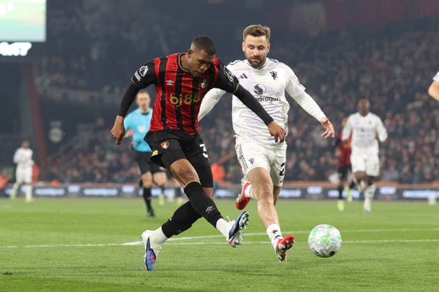 Bournemouth v Man Utd 20 March 2026, Bournemouth - Premier League Football - AFC Bournemouth v Manchester United, ManU - ayan of Bournemouth shoots - Photo: Charlotte Wilson Offside. Bournemouth UK Copyright: xCharlottexWilsonx xOffsidexOffside