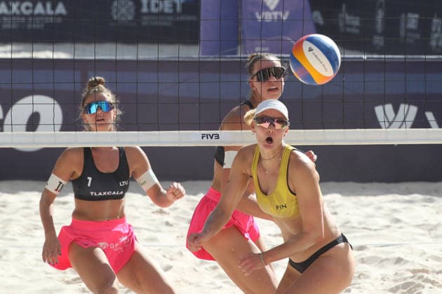 March 20, 2026, Tlaxcala, Ciudad de Mexico, Mexico: Valma Vilhelmiina Prihti of Finland hits the ball during the round of 24 match between Lithuania and Finland for the Women s 2026 Volleyball World Beach Pro Tour. on March 20, 2026 in Tlaxcala, Mexico. WomenÃ¢â‚¬â ¢S 2026 Volleyball World Beach Pro Tour. - Round Of 24  - ZUMAe321 20260320_zsa_e321_034 Copyright: xEssenexHernandezx