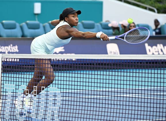 MIAMI GARDENS FL - MARCH 20: Coco Gauff vs Elisabetta Cocciaretto during The 2026 Miami Open held at Hard Rock Stadium on March 20, 2026 in Miami Gardens, Florida. Copyright: xmpi04x