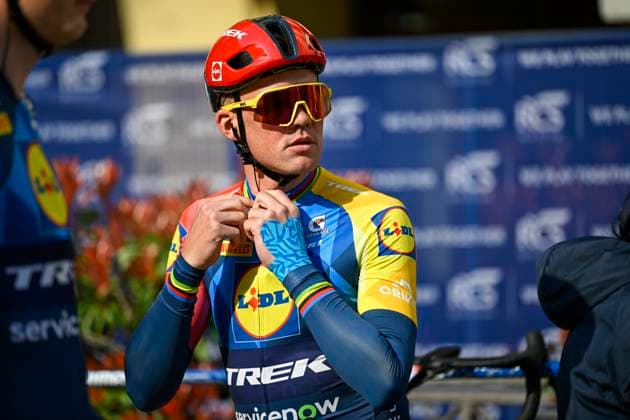 Milan Sanremo 2026 Cycling Race SANREMO, ITALY - MARCH 21 : Pedersen Mads (DEN) of Lidl - Trek before the start of the race during the 117th edition of Milan Sanremo an UCI World Tour 1.UWT one day cycling road race for Men Elite of 298 km with start in Pavia and finish in Sanremo on March 21, 2026 in Sanremo, Italy, 21 03 2026 ( Motordriver Guy De Vuyst - Sanremo Italy  Copyright: xNicoxVereeckenx