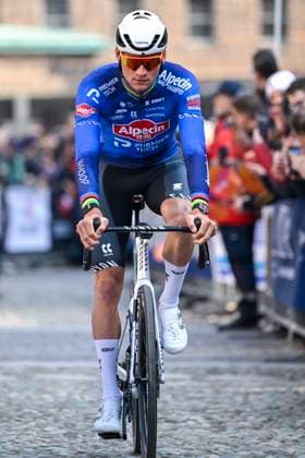 Milan Sanremo 2026 Cycling Race SANREMO, ITALY - MARCH 21 : Van Der Poel Mathieu (NED) of Alpecin - Premier Tech before the start of the race during the 117th edition of Milan Sanremo an UCI World Tour 1.UWT one day cycling road race for Men Elite of 298 km with start in Pavia and finish in Sanremo on March 21, 2026 in Sanremo, Italy, 21 03 2026 ( Motordriver Guy De Vuyst - Sanremo Italy  Copyright: xNicoxVereeckenx