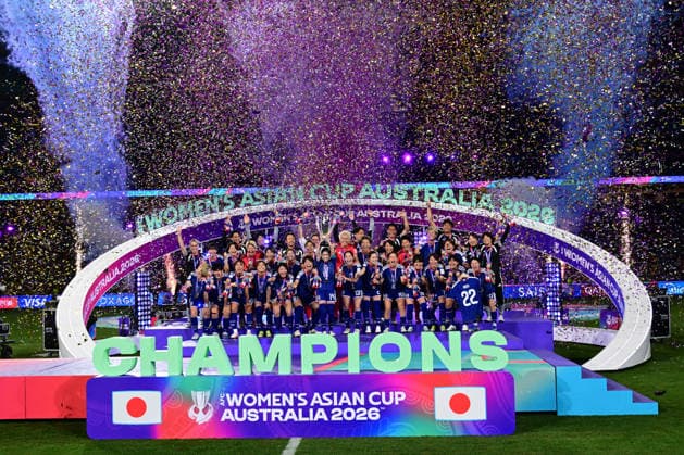 SOCCER ASIAN CUP WOMEN FINAL, Japan celebrate after being presented with the Asian Cup trophy during the AFC Women™s Asian Cup Final match between Japan and Australia at Accor Stadium in Sydney, Saturday, March 21, 2026. ( NO ARCHIVING, EDITORIAL USE ONLY SYDNEY NEW SOUTH WALES AUSTRALIA  Copyright: xDEANxLEWINSx 20260321121604656570