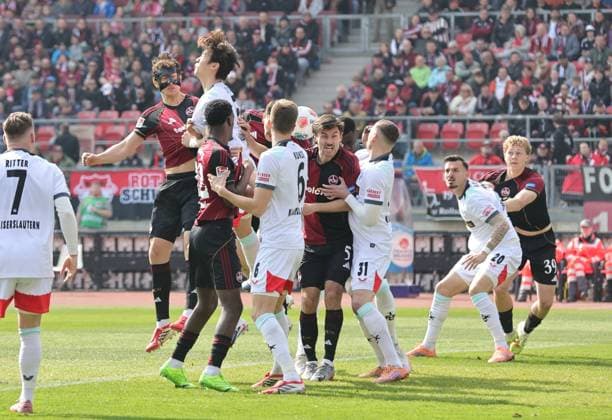 21.03.2026 - Fussball - Saison 2025 2026 - 2. Fussball - Bundesliga - 27. Spieltag: 1. FC Nürnberg FCN ( Club ) - 1. FC Kaiserslautern FCK ( Rote Roten Teufel ) - Sportfoto Zink DaMa - xdaxmax - DFL regulations prohibit any use of photographs as image sequences and or quasi-video - only for editorial use - Tor Treffer Torschuß zum 1:0 - Torschütze Luka Lochoshvili (24, 1. FC Nürnberg FCN ) per Kopfball