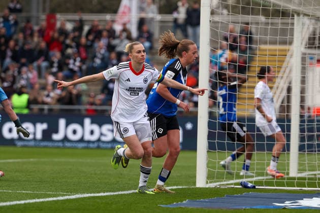 FRANKFURT AM MAIN, DEUTSCHLAND 21. MÄRZ 2026: Eintracht Frankfurt Frauen gegen HSV Frauen, 1. Frauen-Bundesliga, Stadion am Brentanobad. v.l., Laura Freigang (Eintracht Frankfurt) Torjubel, Goal celebration, celebrate the goal Copyright: JoaquimxFerreira