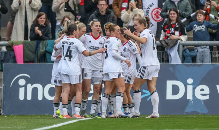 GER, Frankfurt, Eintracht Frankfurt vs Hamburger SV, Google Pixel Bundesliga, Fussball, DFB, Spielzeit 2025 2026, Stadion am Brentanobad, 21. Spieltag im Bild: Laura Freigang (Eintracht Frankfurt Frauen 10) erzielt das 2:0, Tor, Jubel und Freude, Emotionen DFB DFL REGULATIONS PROHIBIT ANY USE OF PHOTOGRAPHS AS IMAGE SEQUENCES AND OR QUASI-VIDEO, 21.03.2026 Copyright: HMBxMedia HendrikxHamelau
