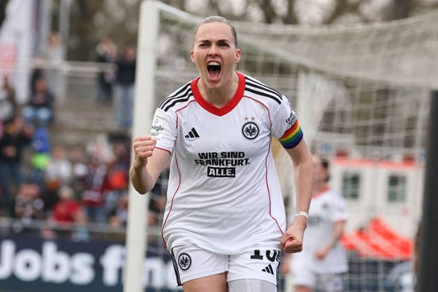 FRANKFURT AM MAIN, DEUTSCHLAND 21. MÄRZ 2026: Eintracht Frankfurt Frauen gegen HSV Frauen, 1. Frauen-Bundesliga, Stadion am Brentanobad. v.l., Laura Freigang (Eintracht Frankfurt) Torjubel, Goal celebration, celebrate the goal Copyright: JoaquimxFerreira
