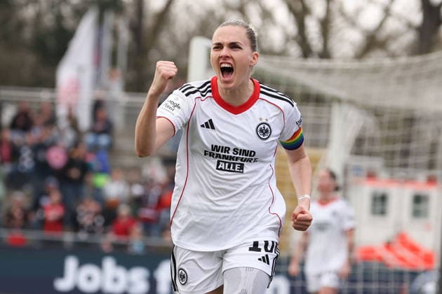 FRANKFURT AM MAIN, DEUTSCHLAND 21. MÄRZ 2026: Eintracht Frankfurt Frauen gegen HSV Frauen, 1. Frauen-Bundesliga, Stadion am Brentanobad. v.l., Laura Freigang (Eintracht Frankfurt) Torjubel, Goal celebration, celebrate the goal Copyright: JoaquimxFerreira