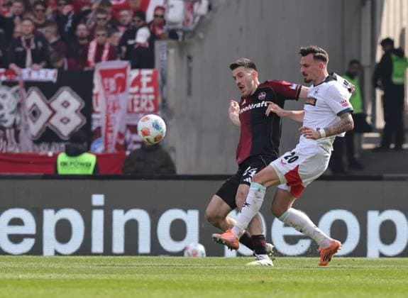 21.03.2026 - Fussball - Saison 2025 2026 - 2. Fussball - Bundesliga - 27. Spieltag: 1. FC Nürnberg FCN ( Club ) - 1. FC Kaiserslautern FCK ( Rote Roten Teufel ) - Sportfoto Zink DaMa - xdaxmax - DFL regulations prohibit any use of photographs as image sequences and or quasi-video - only for editorial use - Luka Lochoshvili (24, 1. FC Nürnberg FCN ) Mergim Berisha (20, 1. FC Kaiserslautern FCK )